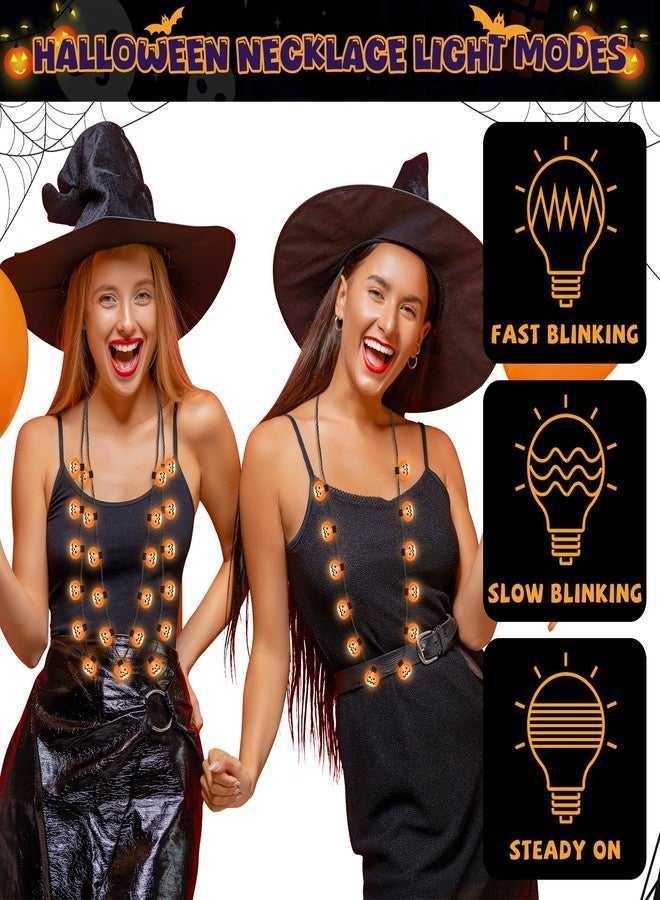 EOBOH Halloween Necklace Accessories, 3PCS 12 Bulbs Pumpkins Light up Halloween Necklaces Bulk, Party Favors Necklaces with Pumpkins, Glow Necklace for Trick or Treat Party Supplies - Image 3
